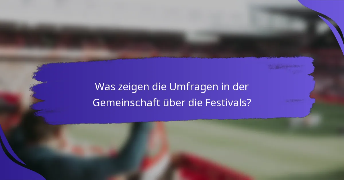 Was zeigen die Umfragen in der Gemeinschaft über die Festivals?