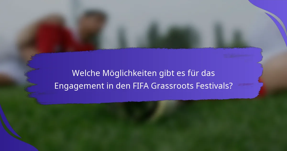 Welche Möglichkeiten gibt es für das Engagement in den FIFA Grassroots Festivals?